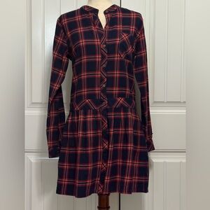NWT Current/Elliot Plaid Drop Waist Button-Up Dress